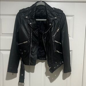 The Kooples Black Leather Biker Jacket